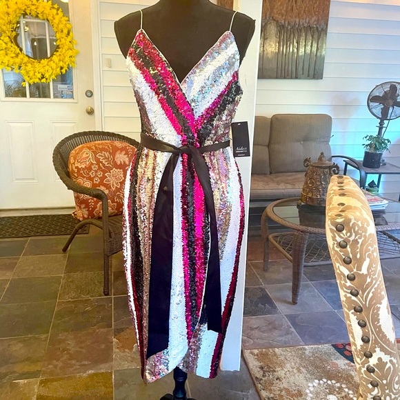 Aidan by Aidan Mattox Sequin Party Midi Wrap Ss 6 - Picture 7 of 15